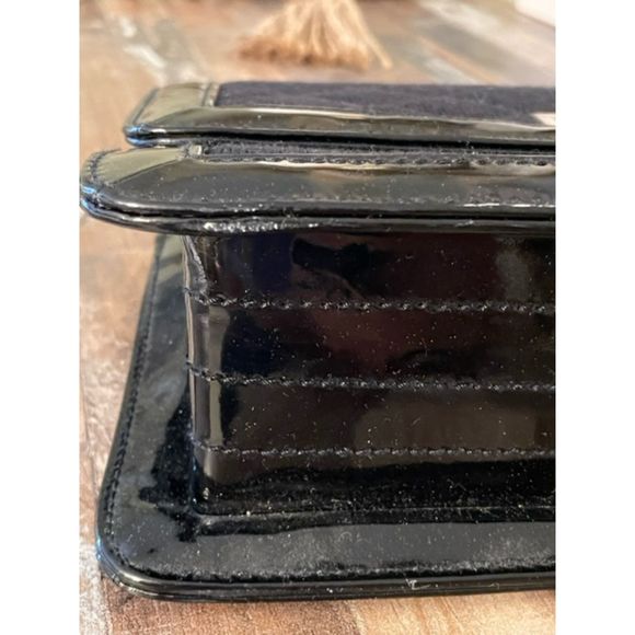 Chanel Vintage Mademoiselle Flap Bag Quilted Canvas Black Patent Small Reissue - Picture 7 of 14